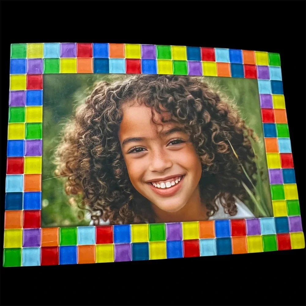 Make Shoppe Mosaic Photo Frame Kit‎ DIY Wood Glass Tile Rainbow Craft Set NEW